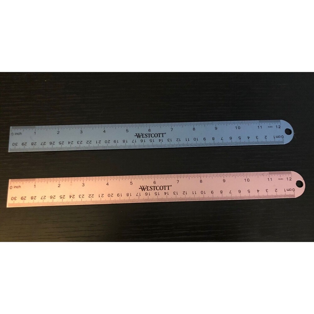 Stainless Westcott Office Ruler with Non Slip Cork Base 12 inch Lot of 2 Steel